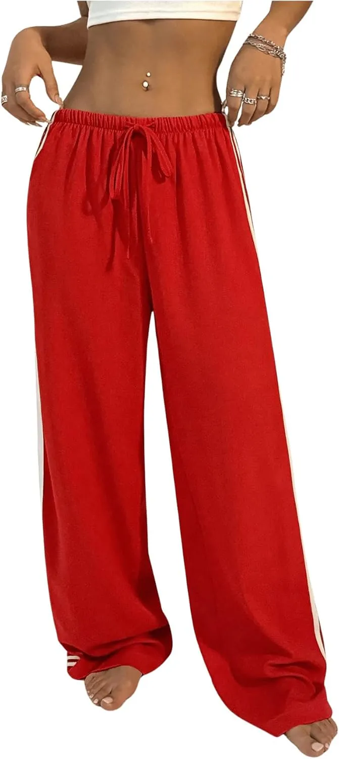 SHENHE Women's Wide Leg Loose Sweatpants Low Rise Y2k Drawstring Workout Sports Pants