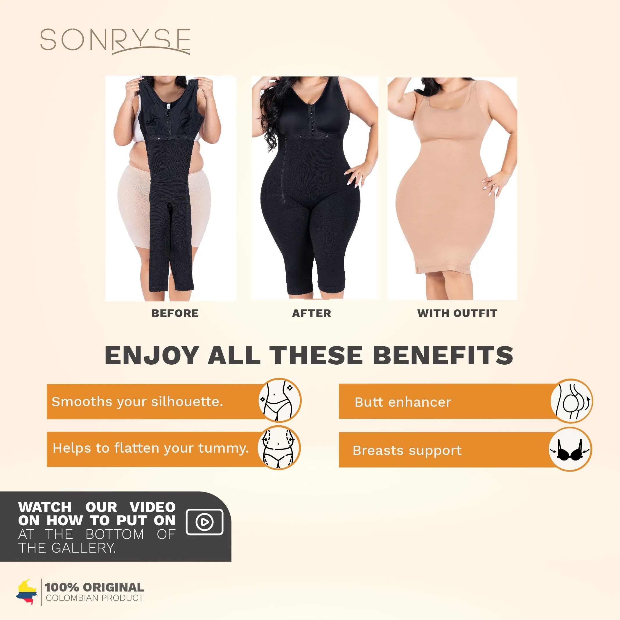 SONRYSE 014ZL  Post Surgery and Postpartum Use Shapewear Knee Length