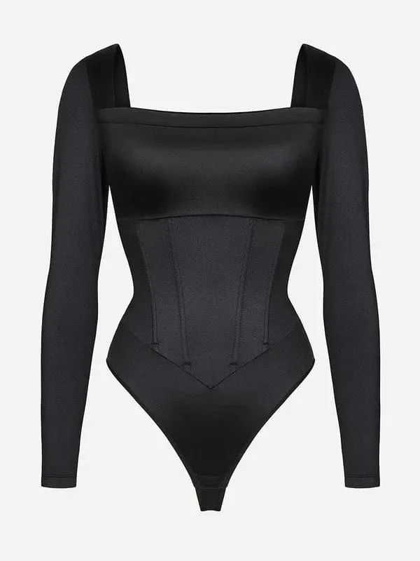 Square Neck Shapewear Tummy Control Bodysuit with Removable Pads