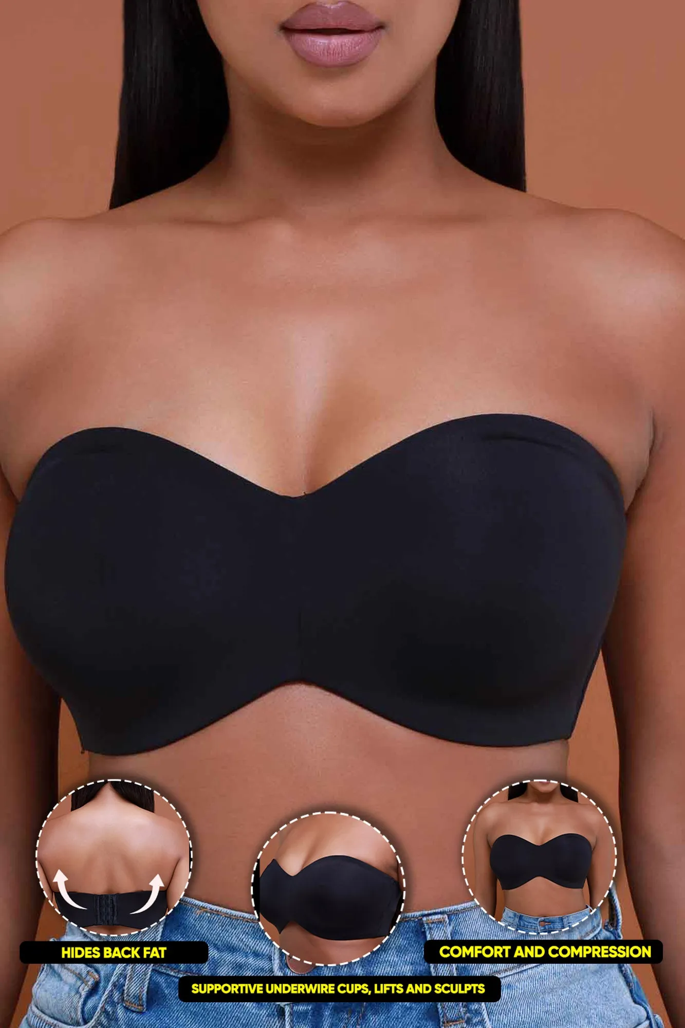 Stay Put Lightly Lined Strapless Bra - Black No. 276
