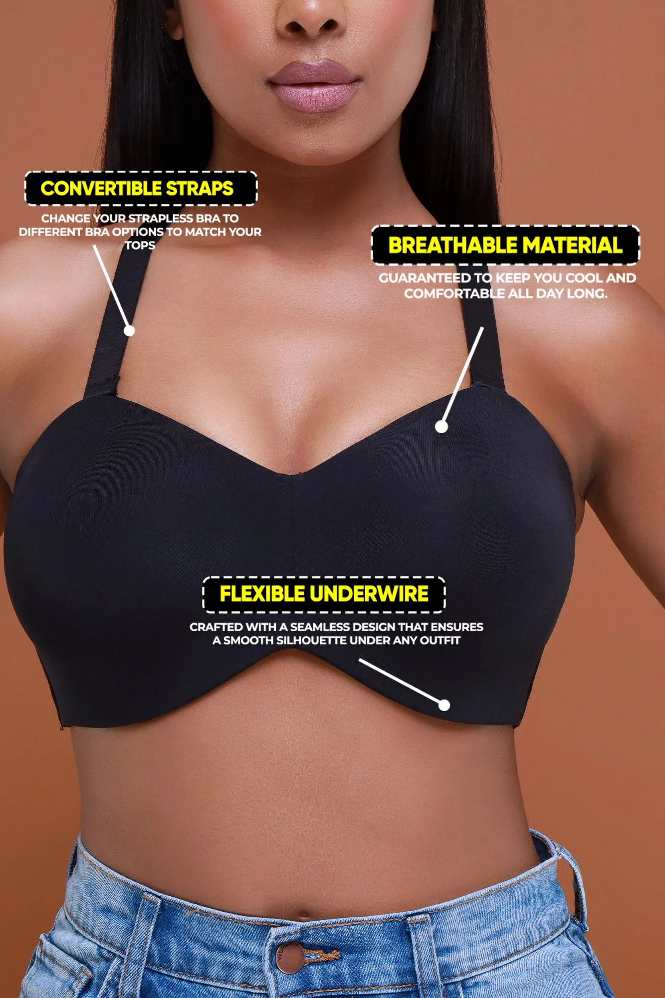 Stay Put Lightly Lined Strapless Bra - Black No. 276