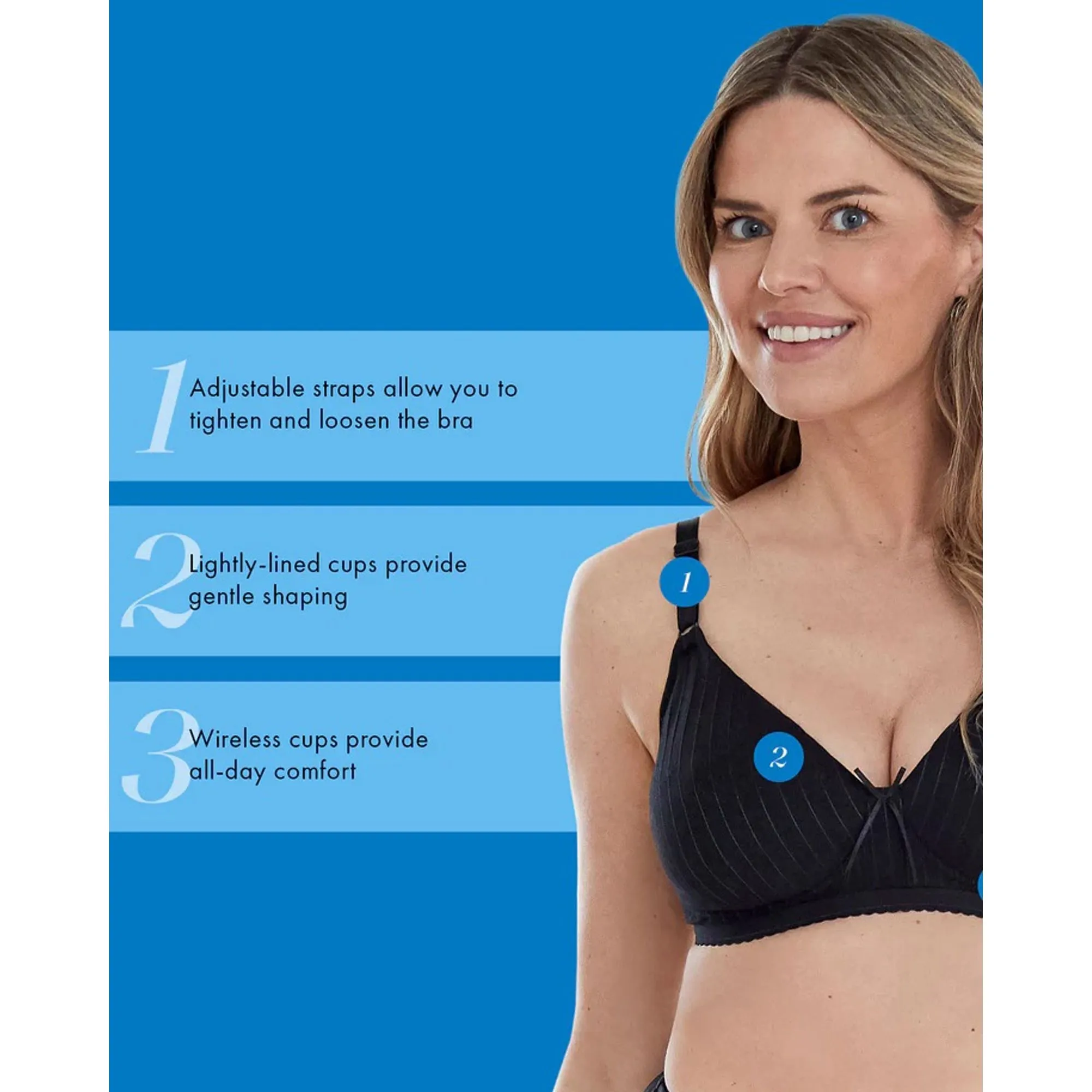 Striped Cotton Lightly Lined Wirefree Plunge Bra