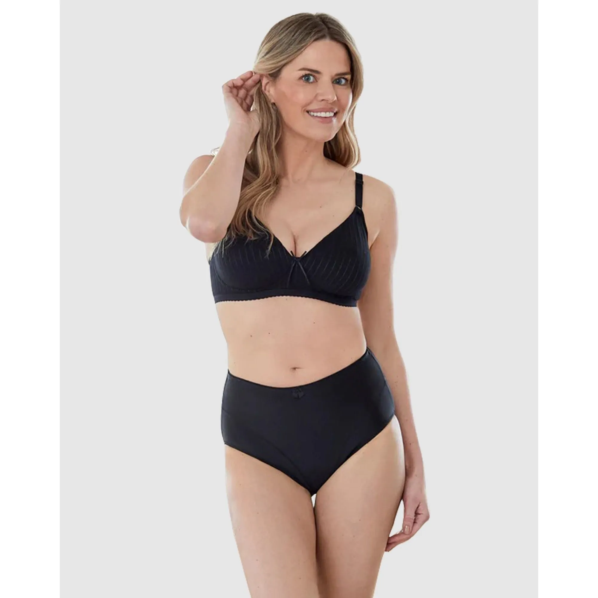 Striped Cotton Lightly Lined Wirefree Plunge Bra