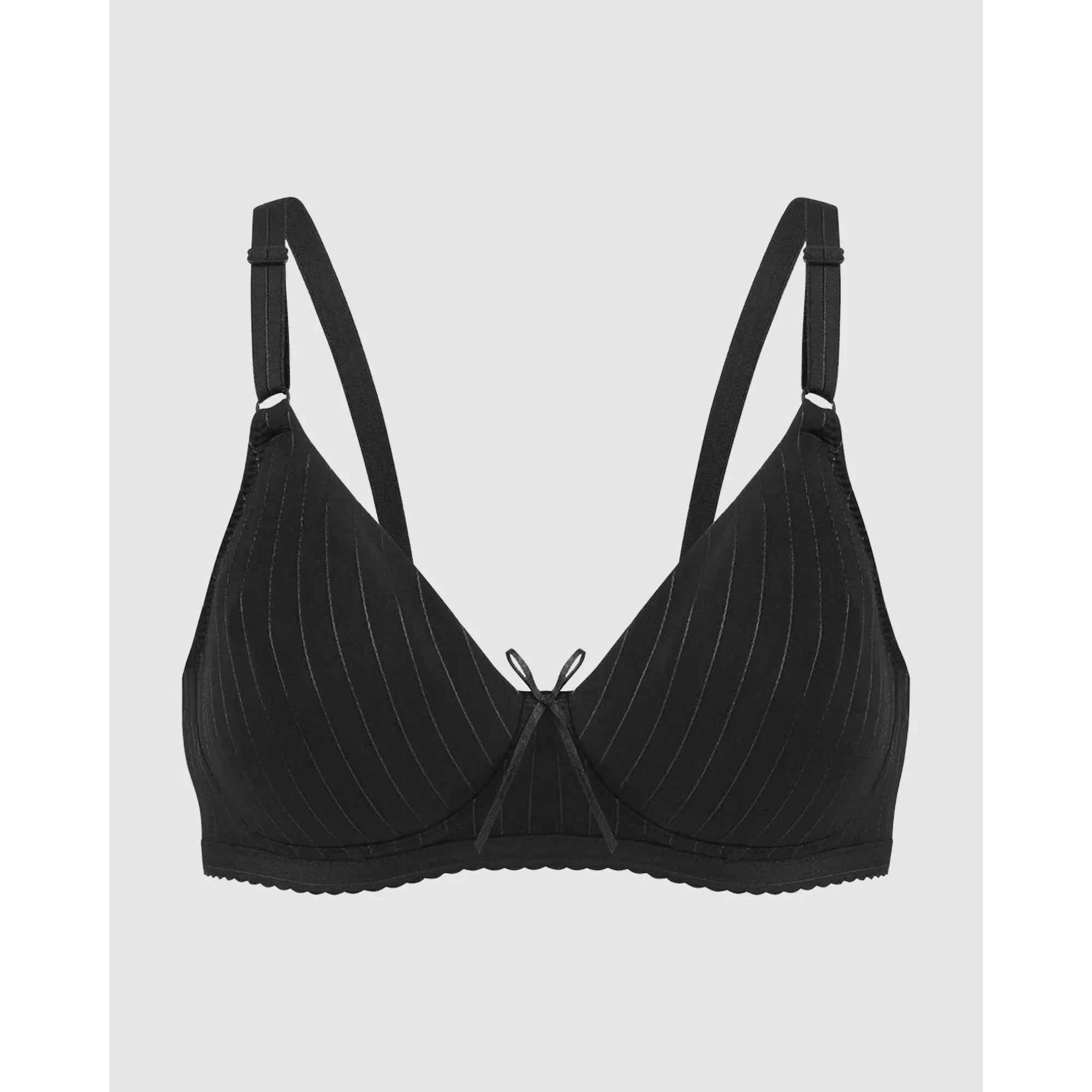 Striped Cotton Lightly Lined Wirefree Plunge Bra