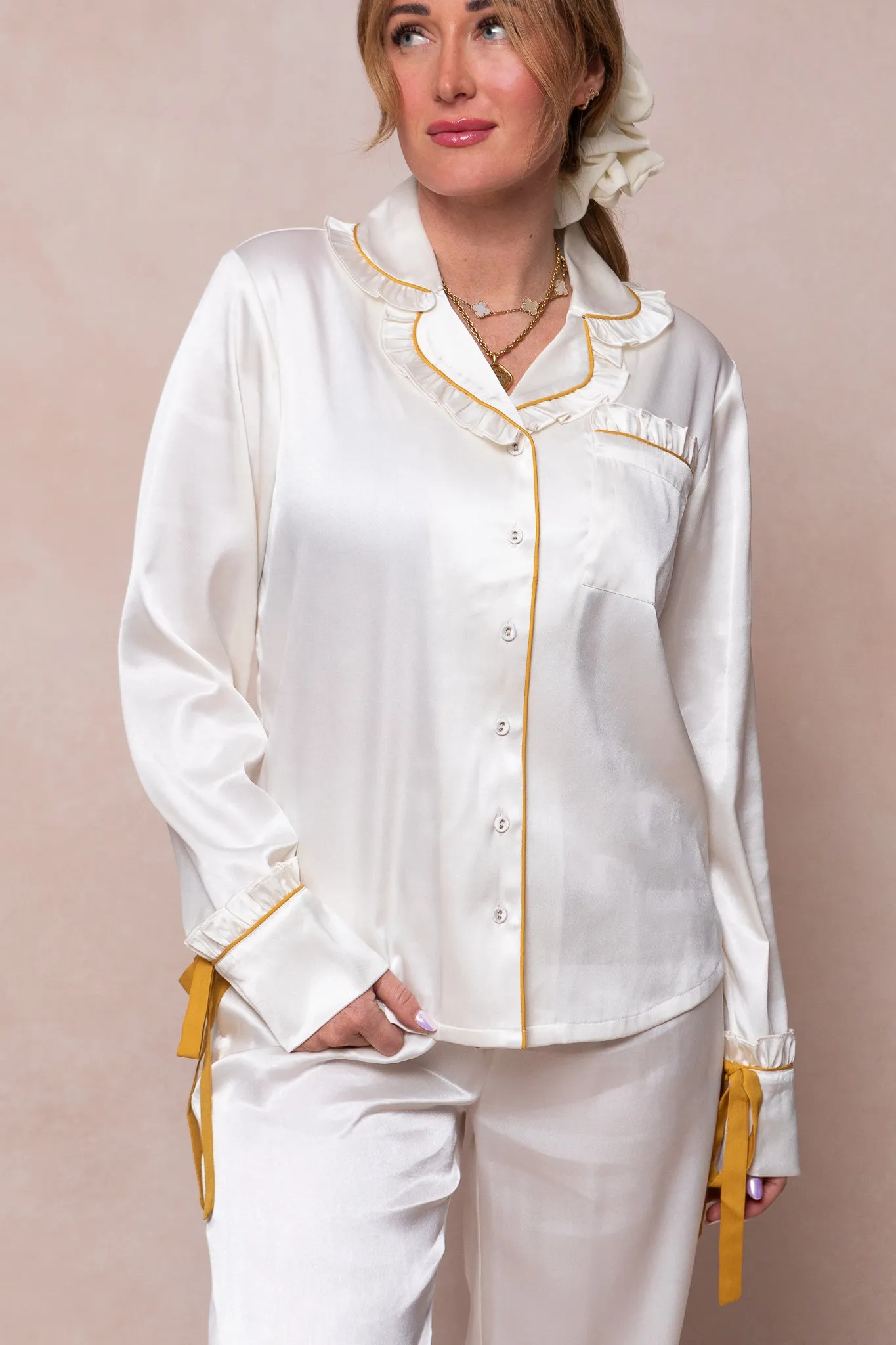 Sylvia Pajama Set in Cream