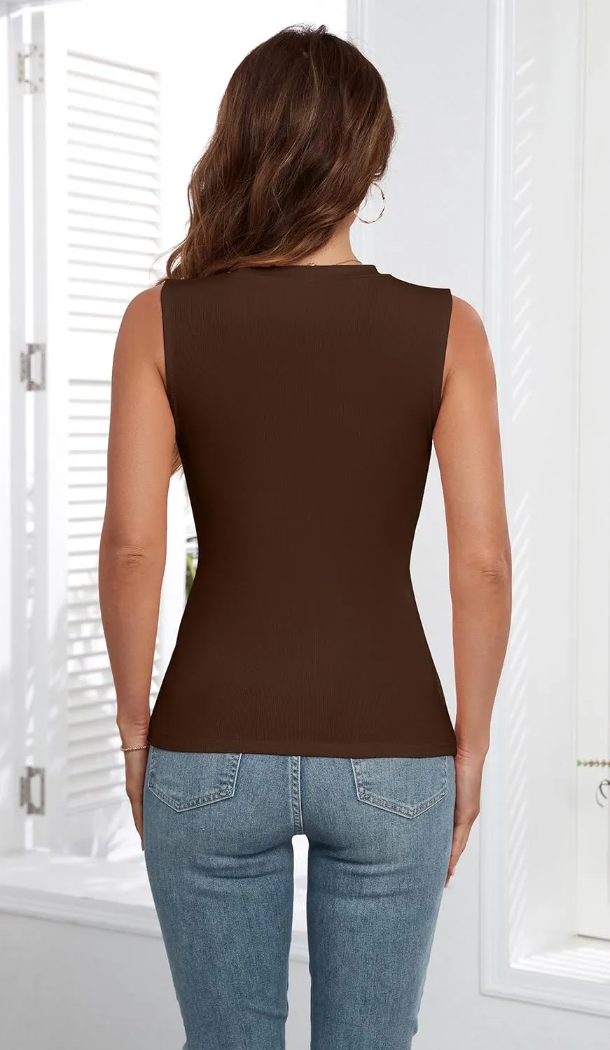 Tank Tops for Women Summer Sleeveless Racerback Casual Basic Ribbed Slim Fitted Shirts