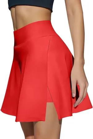 Tennis Skirts for Women a Line High Waisted Side Slit Athletic Golf Skorts with Pockets Dressy Casual Mini Skirt