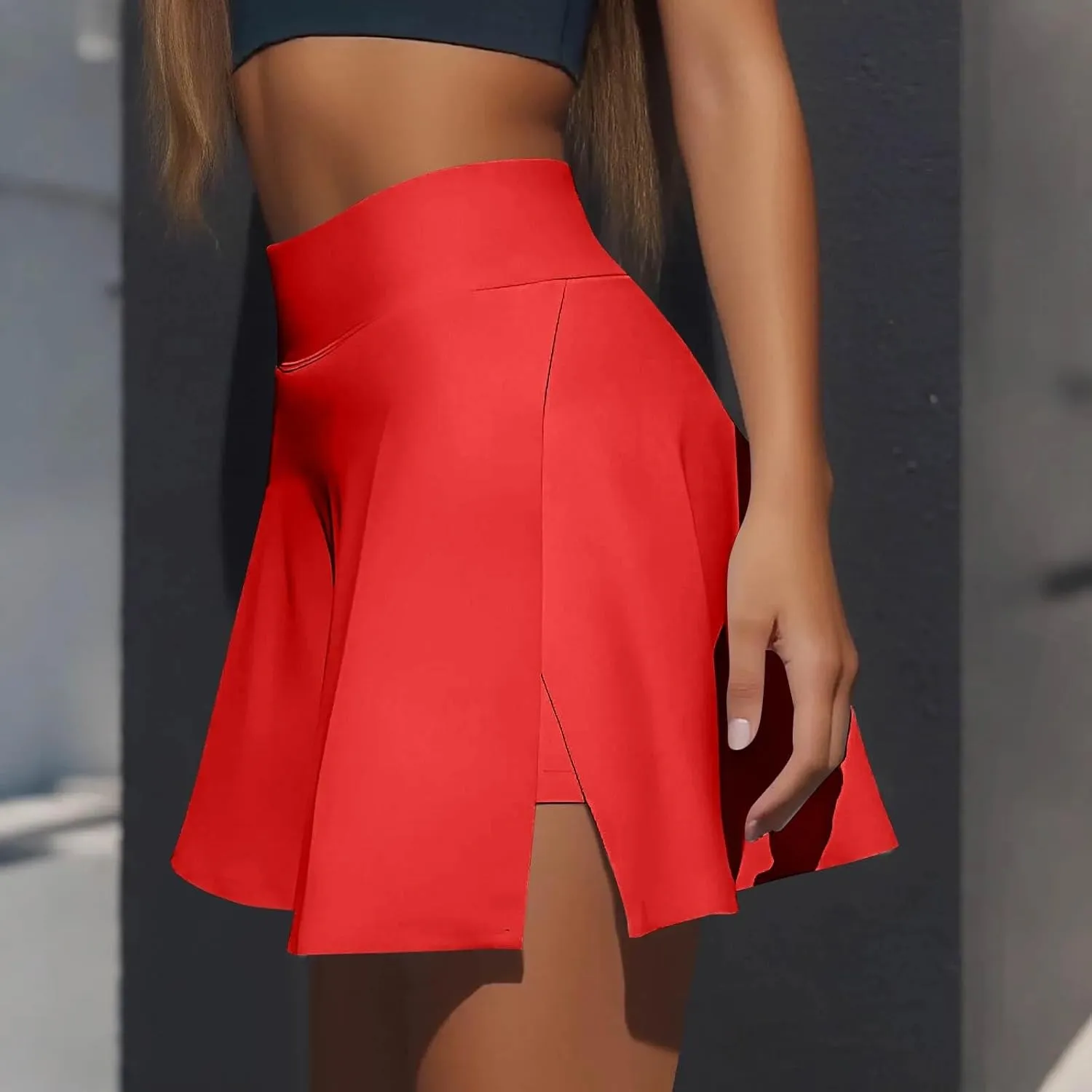 Tennis Skirts for Women a Line High Waisted Side Slit Athletic Golf Skorts with Pockets Dressy Casual Mini Skirt