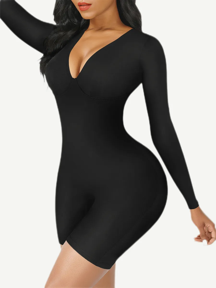 Wholesale Full Body Deep V-Neckline Mid-Thigh Tummy Control Shapewear