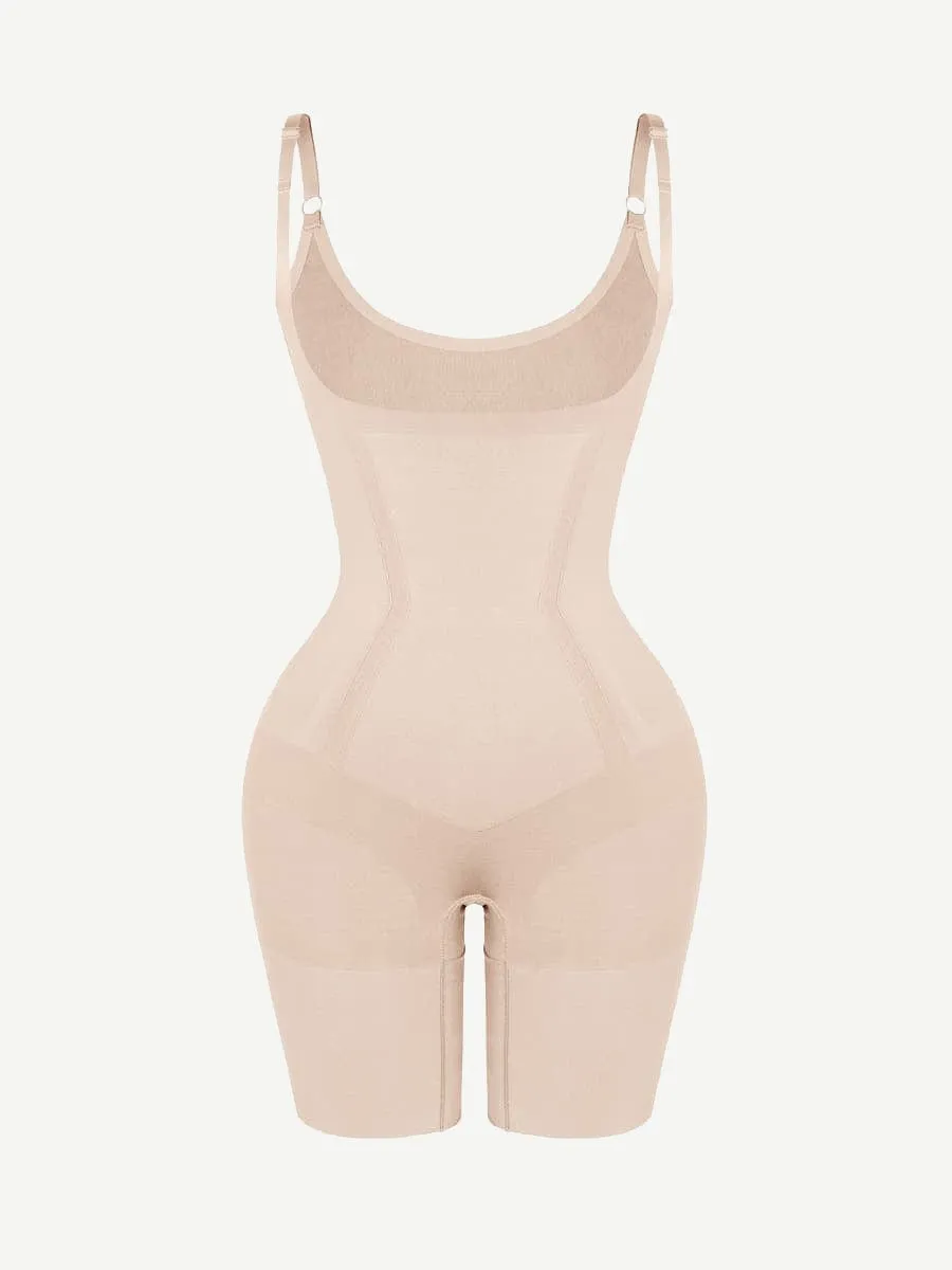 Wholesale Seamless Open-Bust Abdomen Flattening Mid-Thigh Bodysuit