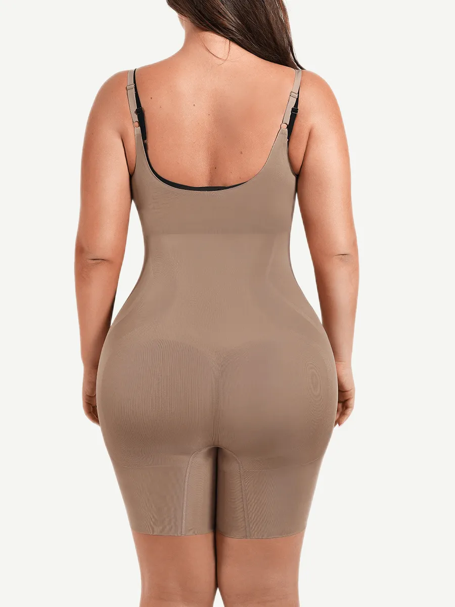 Wholesale Seamless Open-Bust Abdomen Flattening Mid-Thigh Bodysuit