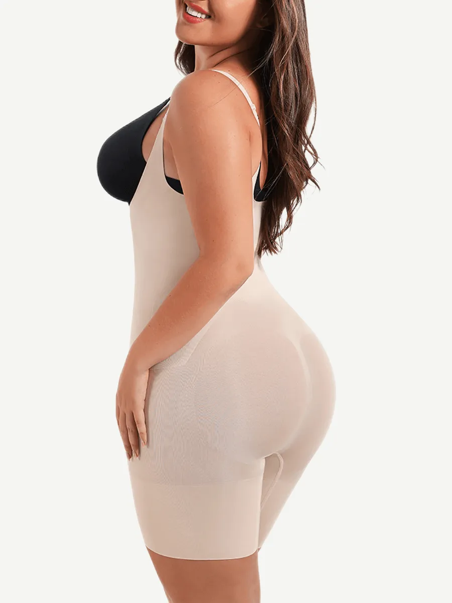 Wholesale Seamless Open-Bust Abdomen Flattening Mid-Thigh Bodysuit