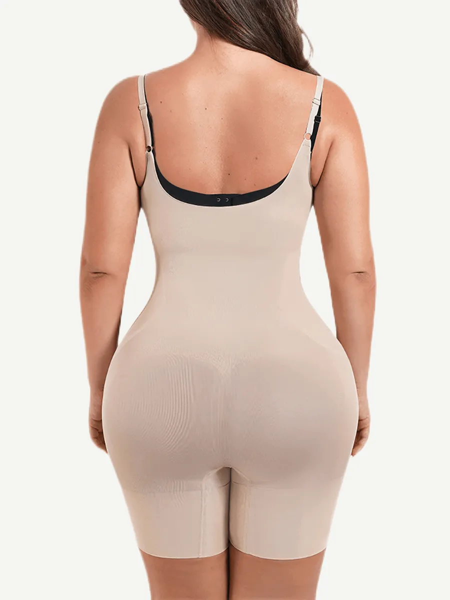 Wholesale Seamless Open-Bust Abdomen Flattening Mid-Thigh Bodysuit