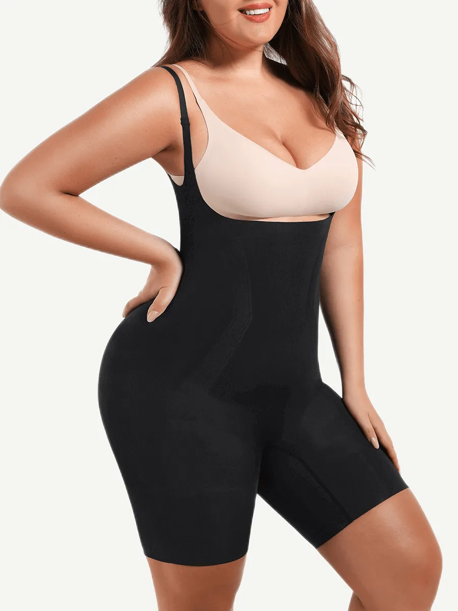 Wholesale Seamless Open-Bust Abdomen Flattening Mid-Thigh Bodysuit