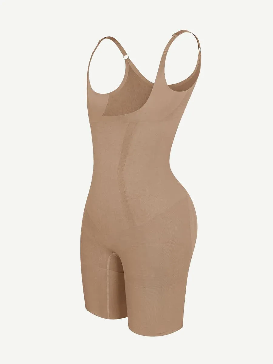 Wholesale Seamless Open-Bust Abdomen Flattening Mid-Thigh Bodysuit