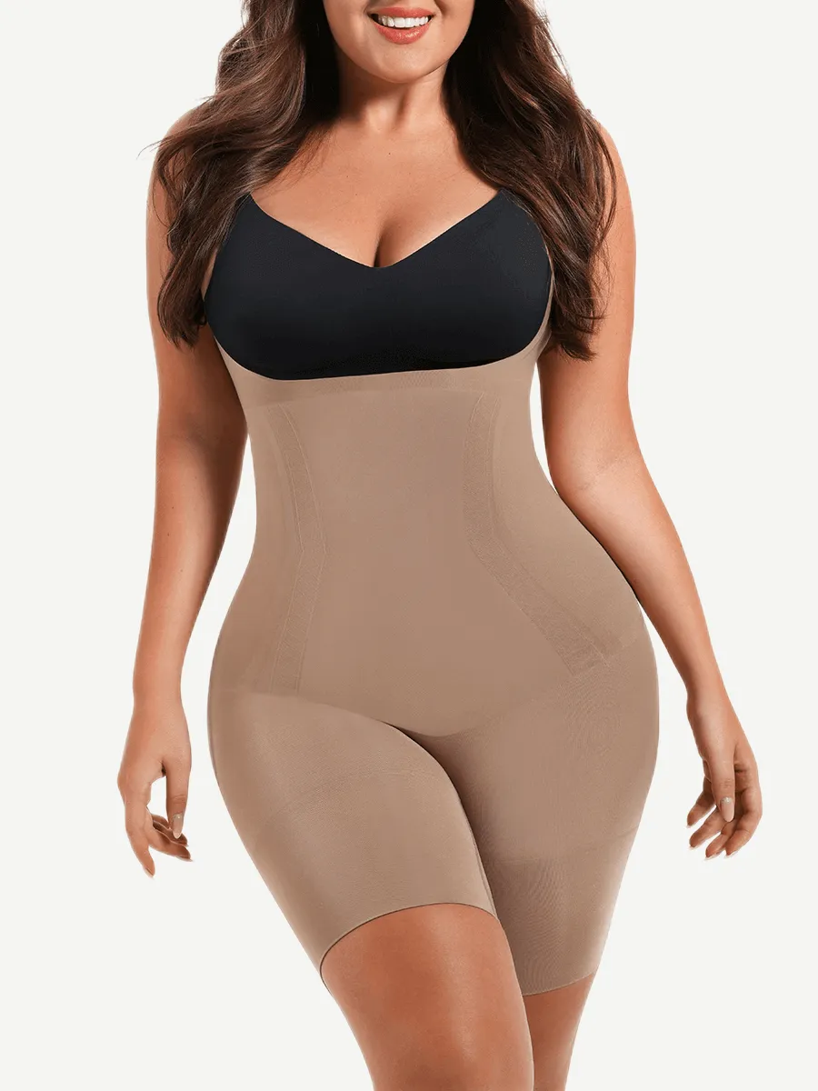 Wholesale Seamless Open-Bust Abdomen Flattening Mid-Thigh Bodysuit