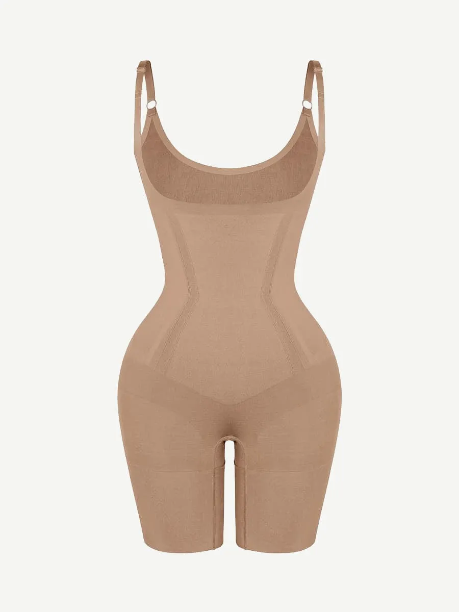 Wholesale Seamless Open-Bust Abdomen Flattening Mid-Thigh Bodysuit