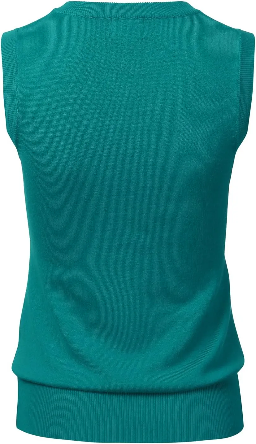 Women Solid Classic V-Neck Sleeveless Pullover Sweater Vest Top