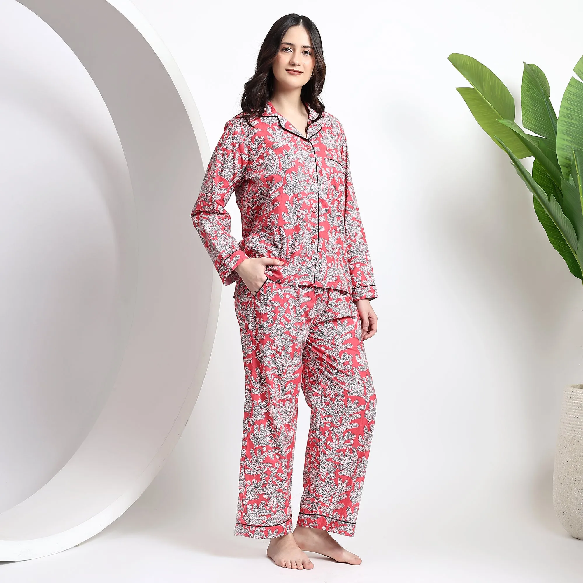 Women’s Cotton PJ Set Printed Nightwear for Comfort