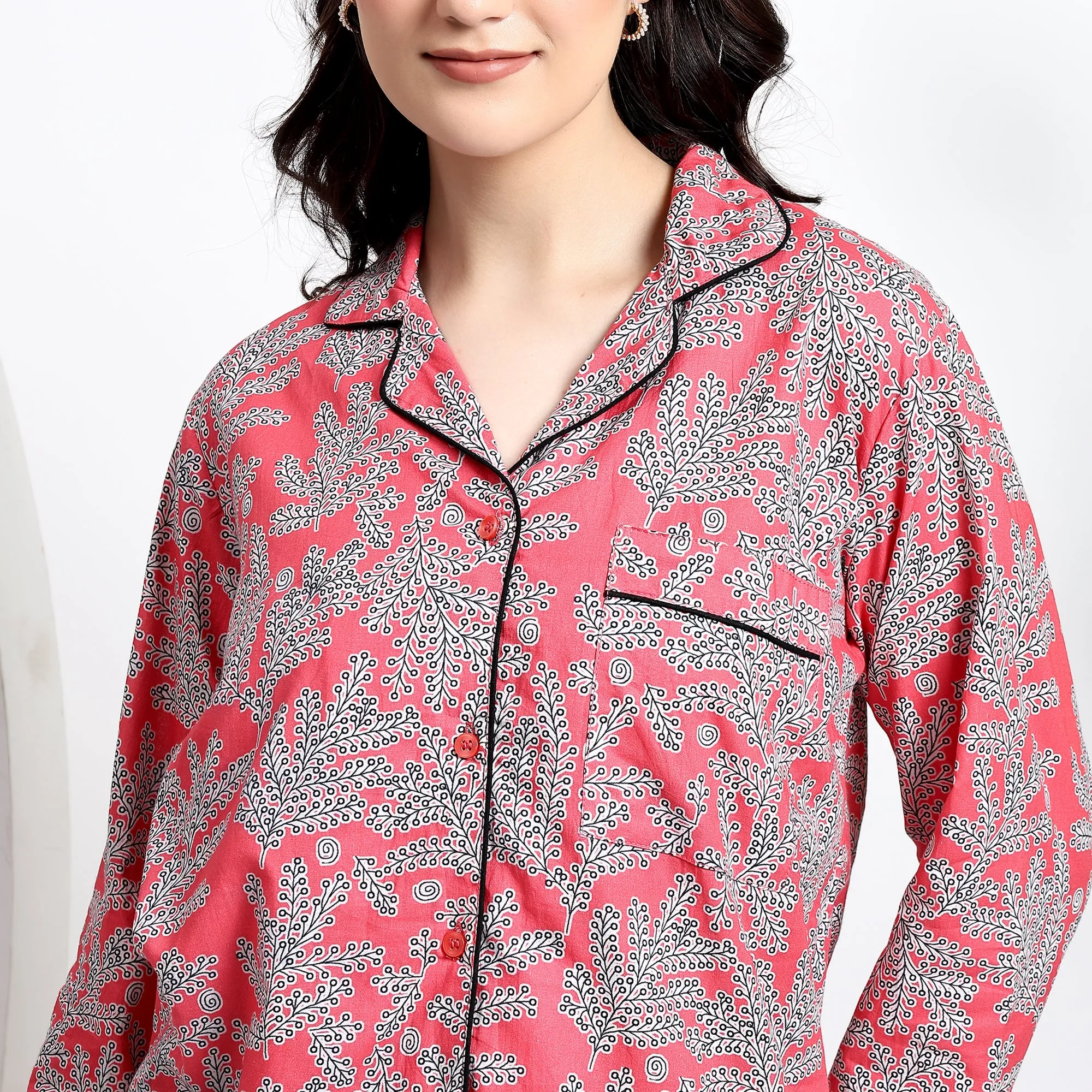 Women’s Cotton PJ Set Printed Nightwear for Comfort