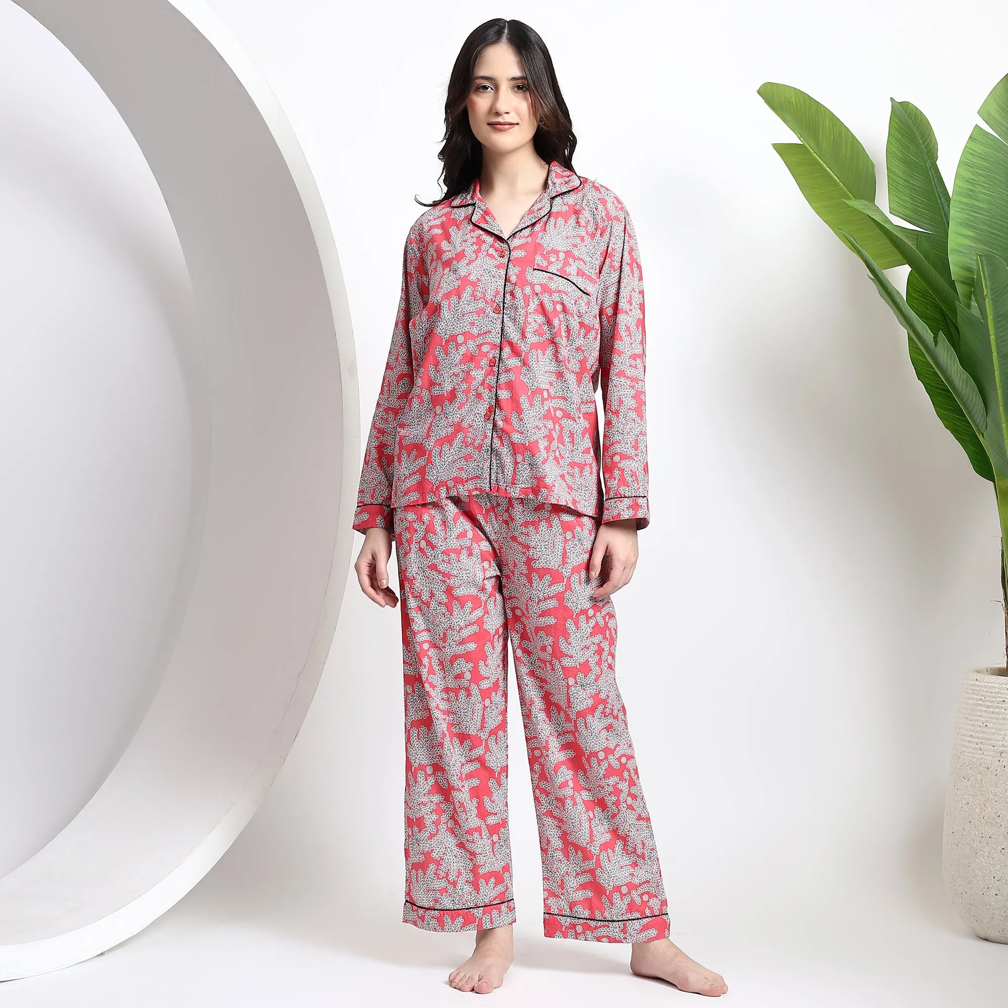 Women’s Cotton PJ Set Printed Nightwear for Comfort