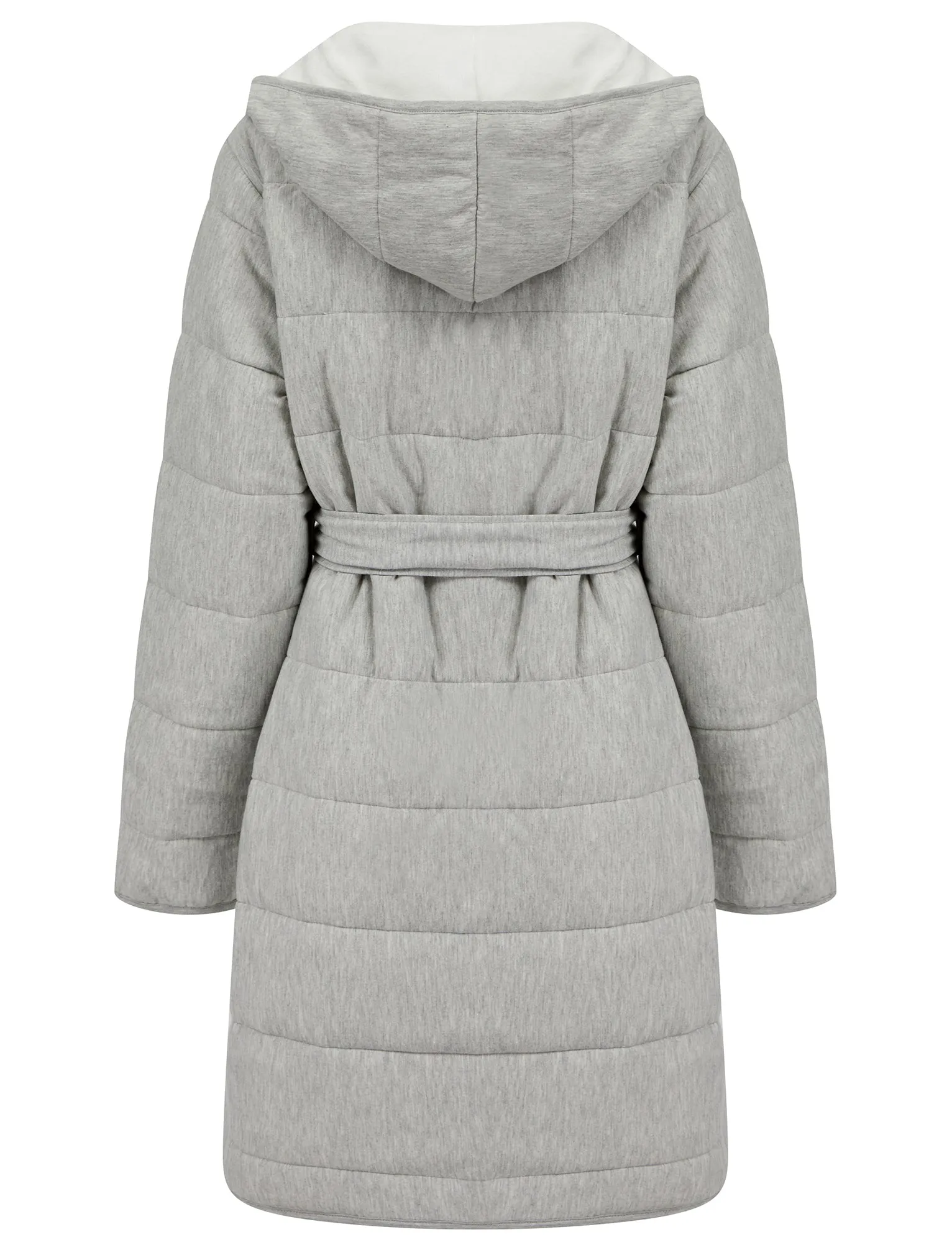 Women's Frankie Quilted Soft Fleece Tie Robe Dressing Gown with Hood in Grey - Tokyo Laundry