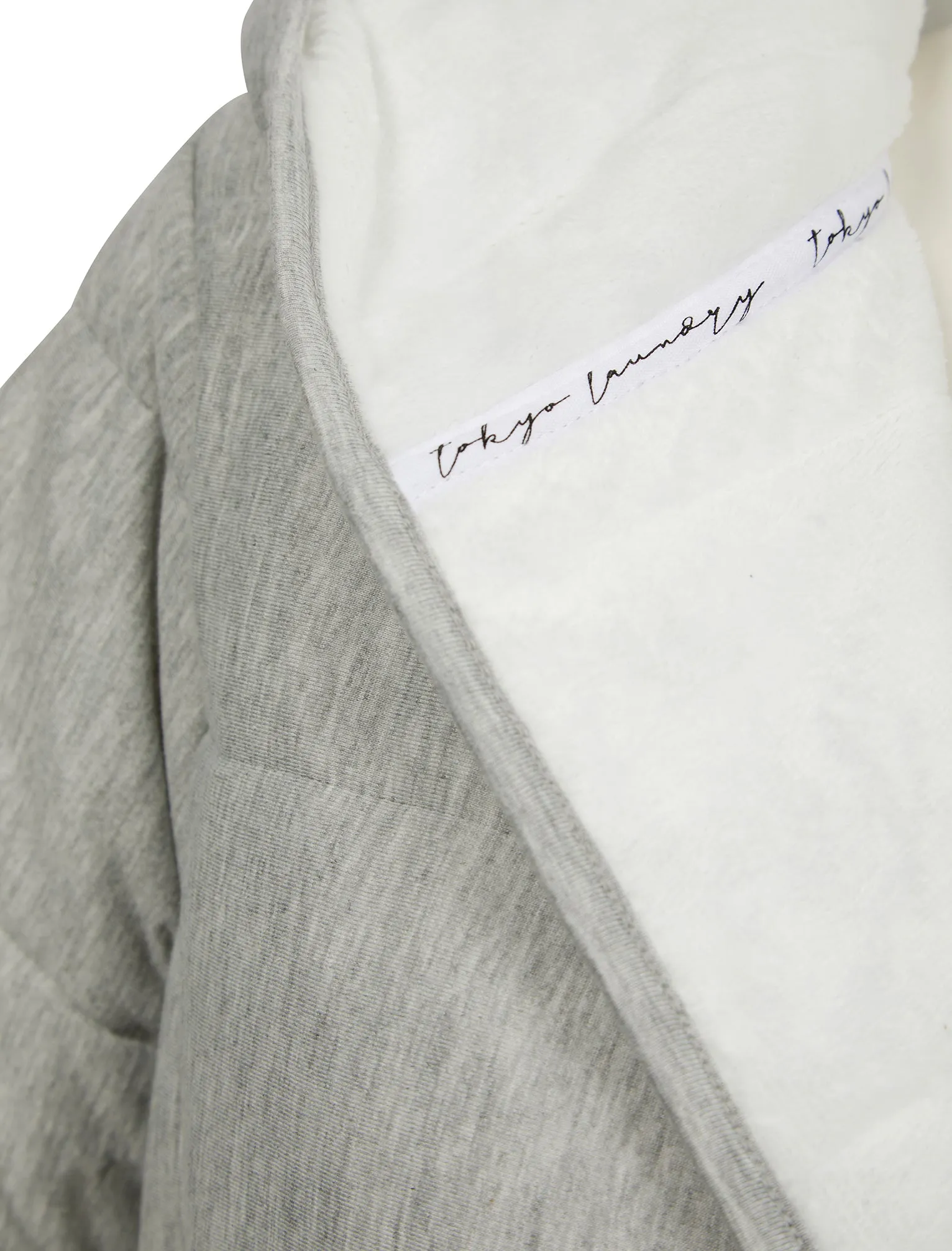 Women's Frankie Quilted Soft Fleece Tie Robe Dressing Gown with Hood in Grey - Tokyo Laundry